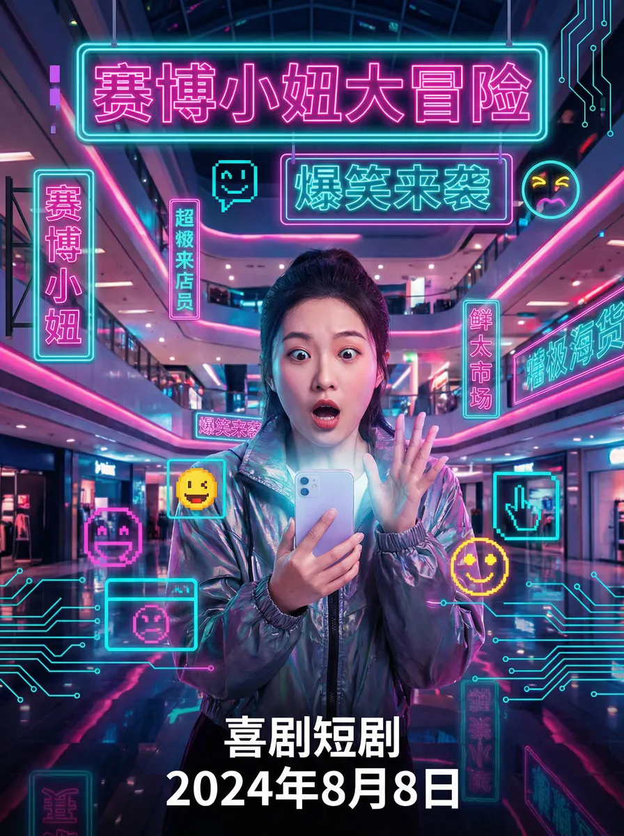 missav跳转韩国 搞笑喜剧短剧 - 赛博小妞大冒险海报